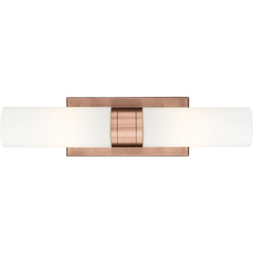 Ballston Urban 2 Light 24 inch Antique Copper Bath Vanity Light Wall Light in Matte White Glass