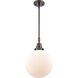 Franklin Restoration Beacon LED 10 inch Oil Rubbed Bronze Mini Pendant Ceiling Light in Matte White Glass