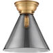 Aditi X-Large Cone 1 Light 12 inch Brushed Brass Flush Mount Ceiling Light in Light Smoke Glass, Aditi