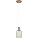 Ballston Caledonia 1 Light 5 inch Brushed Brass Mini Pendant Ceiling Light in Mouchette Glass, Ballston