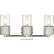 Bolivar 3 Light 20.5 inch Satin Nickel Bath Vanity Light Wall Light in Clear Glass