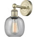Belfast Sconce Wall Light in Antique Brass, Seedy