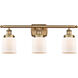 Ballston Small Bell 3 Light 26 inch Brushed Brass Bath Vanity Light Wall Light in Matte White Glass