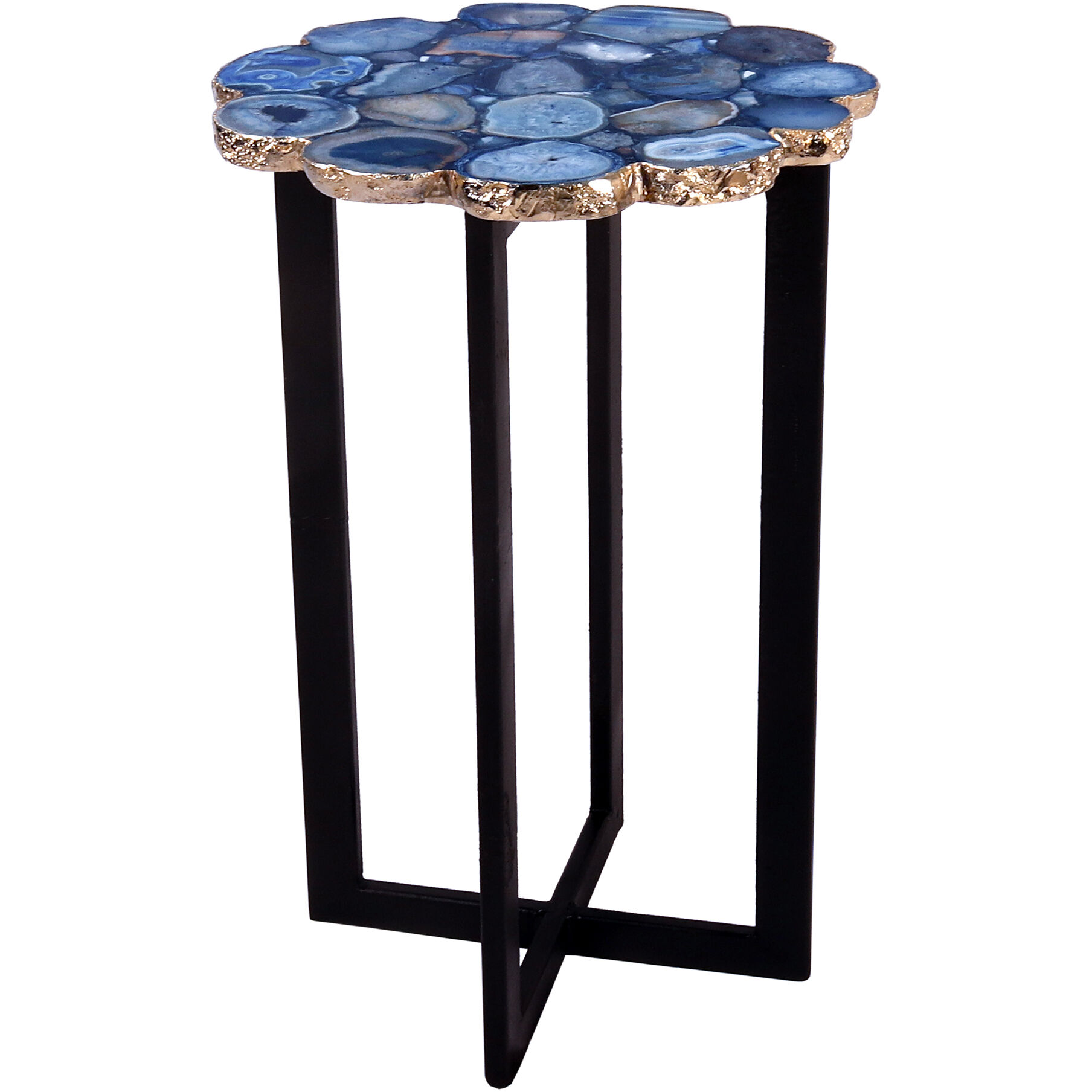 Agate 21 X 12 inch Blue Accent Table