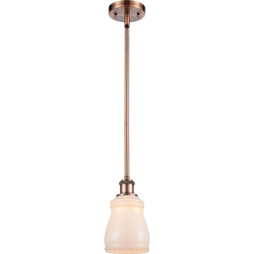 Ballston Ellery 1 Light 5 inch Antique Copper Pendant Ceiling Light in White Glass, Ballston