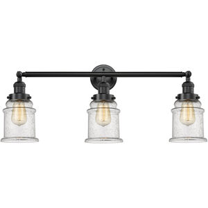 Franklin Restoration Canton 3 Light 30 inch Oil Rubbed Bronze Bath Vanity Light Wall Light in Seedy Glass, Franklin Restoration