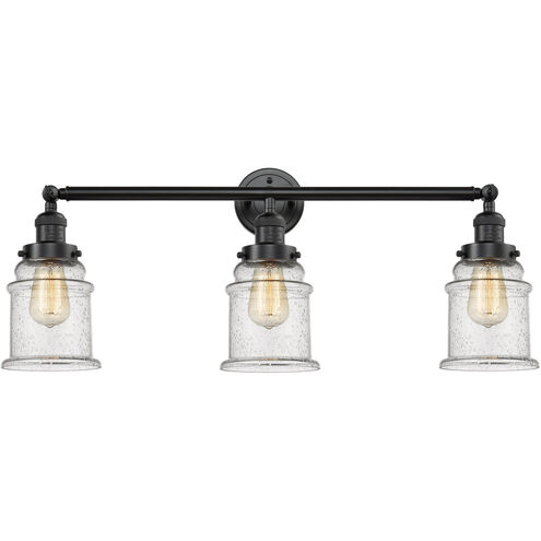 Franklin Restoration Canton 3 Light 30 inch Oil Rubbed Bronze Bath Vanity Light Wall Light in Seedy Glass, Franklin Restoration