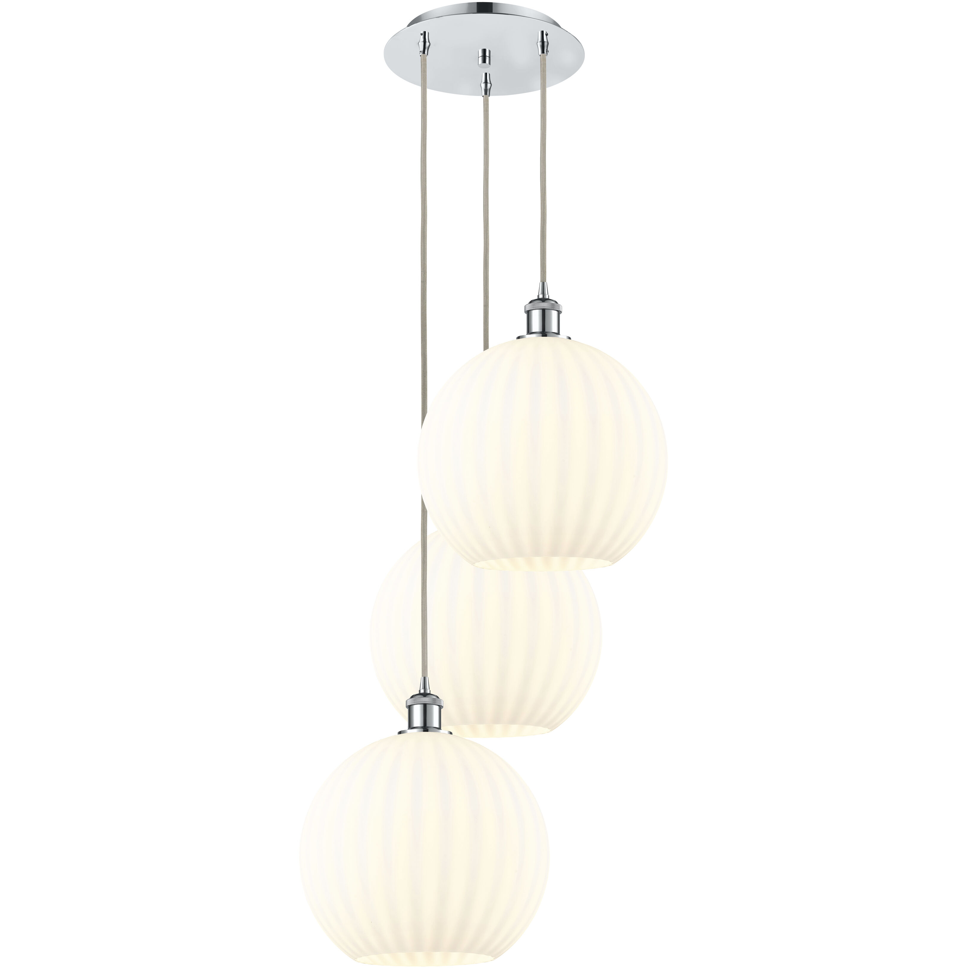 Ballston White Venetian 3 Light 18.5 inch Polished Chrome Cord Hung Multi Pendant Ceiling Light