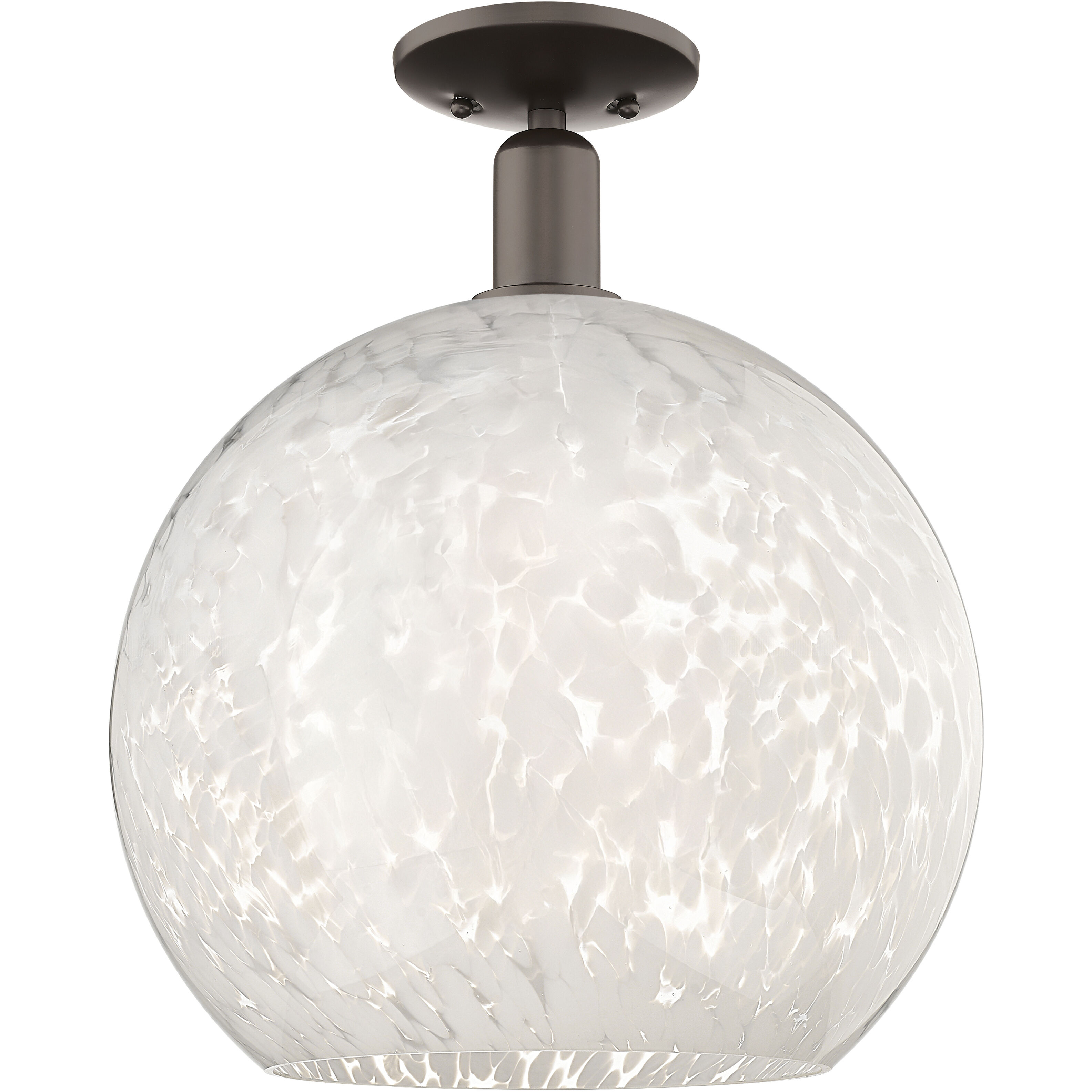 Arcadia White Mouchette 1 Light 13.75 inch Oil Rubbed Bronze Semi-Flush Mount Ceiling Light