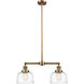 Franklin Restoration Bell LED 21 inch Brushed Brass Island Light Ceiling Light in Clear Deco Swirl Glass