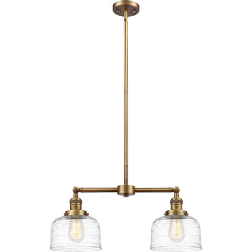 Franklin Restoration Bell LED 21 inch Brushed Brass Island Light Ceiling Light in Clear Deco Swirl Glass