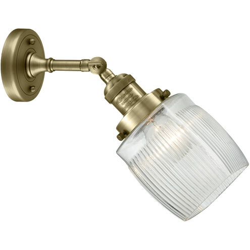 Franklin Restoration Colton LED 6 inch Antique Brass Sconce Wall Light in Clear Halophane Glass, Franklin Restoration