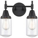 Caden LED 14 inch Matte Black Bath Vanity Light Wall Light in Clear Glass