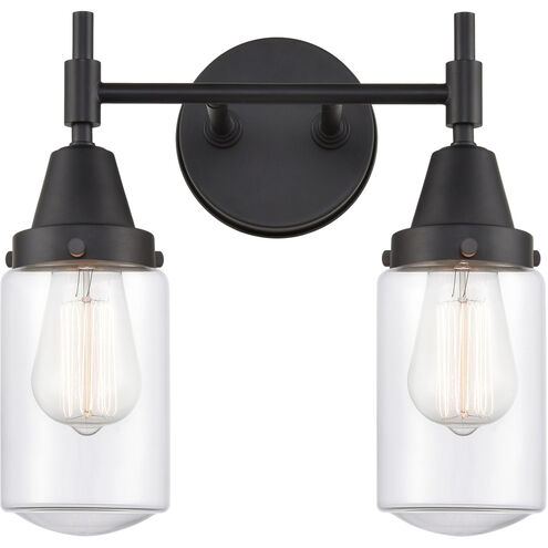 Caden LED 14 inch Matte Black Bath Vanity Light Wall Light in Clear Glass