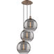 Ballston Rochester 3 Light 18.5 inch Antique Copper Cord Hung Multi Pendant Ceiling Light