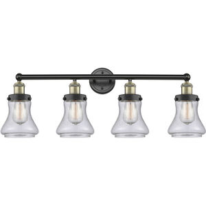 Bellmont 4 Light 33.5 inch Black Antique Brass Bath Vanity Light Wall Light in Seedy Glass