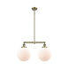 Franklin Restoration X-Large Beacon 2 Light 25 inch Antique Brass Island Light Ceiling Light in Cased Matte White Glass, Franklin Restoration