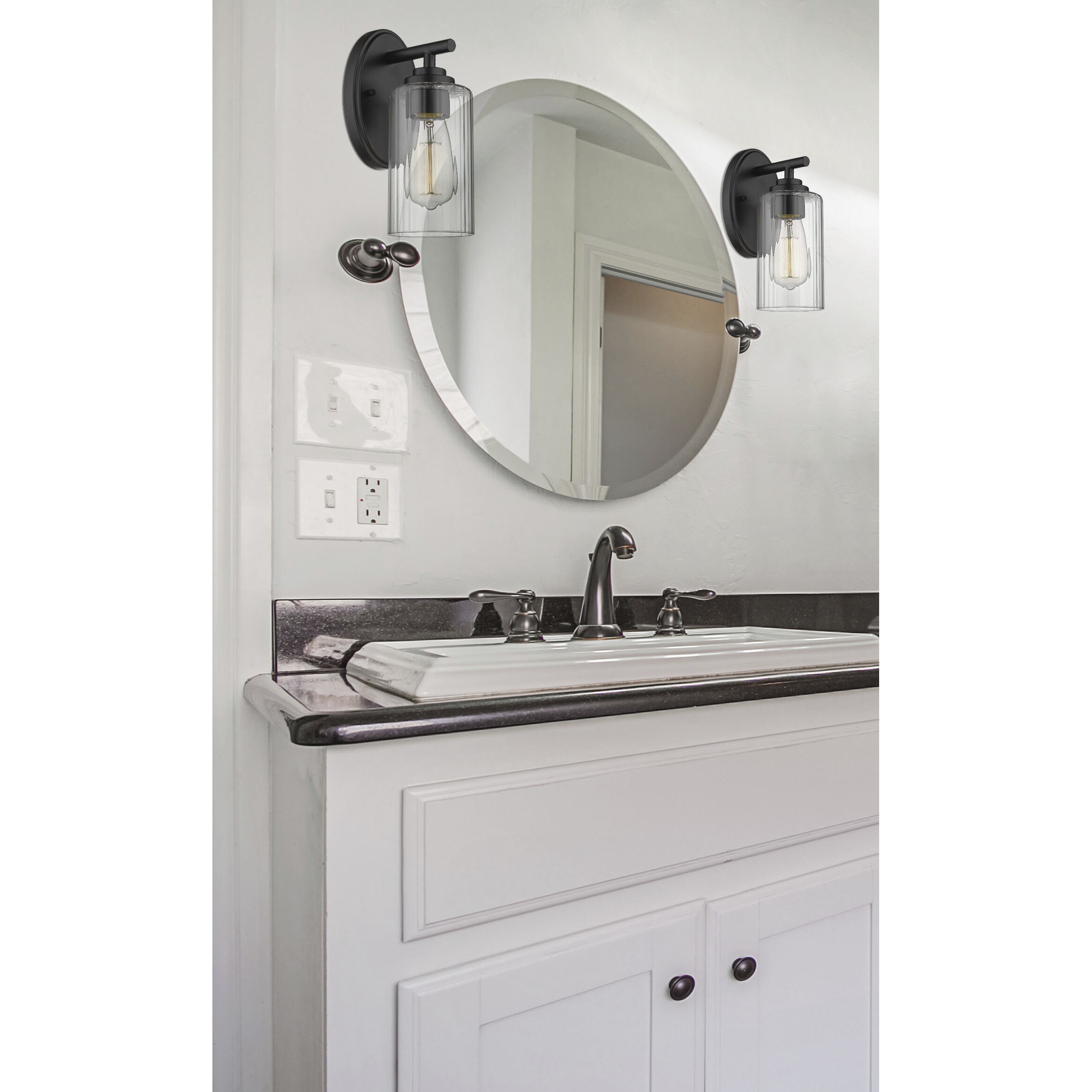 Auralume Ice LED 5 inch Matte Black Bath Vanity Light Wall Light