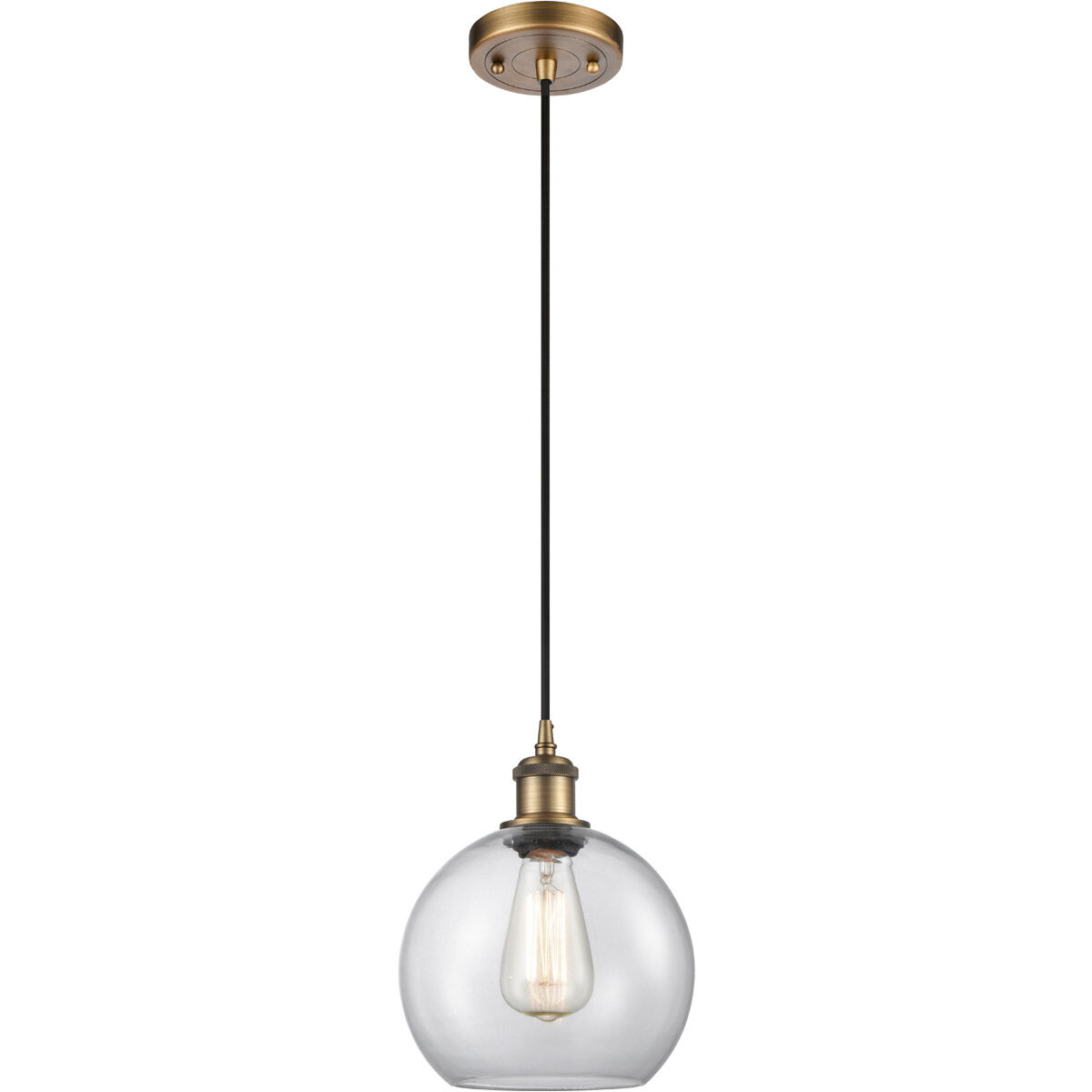 Ballston Athens 1 Light 8 inch Brushed Brass Mini Pendant Ceiling Light in Clear Glass, Ballston