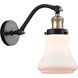 Franklin Restoration Bellmont 1 Light 6.5 inch Black Antique Brass Sconce Wall Light in Matte White Glass, Franklin Restoration