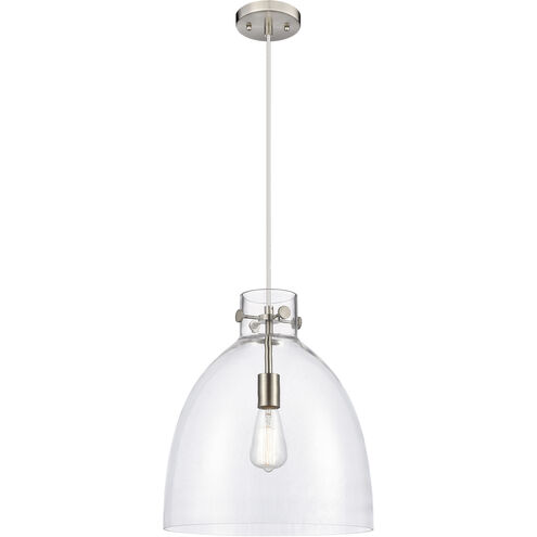 Newton Bell 1 Light 14 inch Satin Nickel Pendant Ceiling Light in Clear Glass