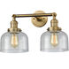 Franklin Restoration Large Bell LED 8 inch Brushed Brass Bath Vanity Light Wall Light in Seedy Glass, Franklin Restoration