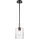 Paladin 1 Light 7.13 inch Matte Black Mini Pendant Ceiling Light in Clear Glass