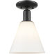 Arcadia Berkshire Glass 1 Light 8 inch Matte Black Semi-Flush Mount Ceiling Light in Matte White