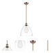 Ballston Dome LED 12 inch Antique Copper Mini Pendant Ceiling Light in Clear Glass