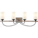 Paladin LED 35 inch Matte Black Bath Vanity Light Wall Light in White Glass