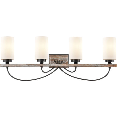 Paladin LED 35 inch Matte Black Bath Vanity Light Wall Light in White Glass