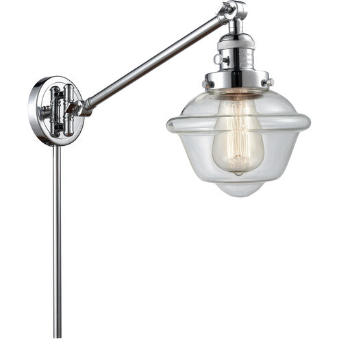 Small Oxford 30 inch 3.5 watt Polished Chrome Swing Arm Wall Light in Clear Glass, Franklin Restoration