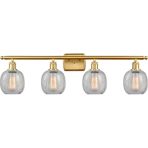 Ballston Belfast LED 36 inch Satin Gold Bath Vanity Light Wall Light in Clear Crackle Glass, Ballston