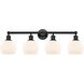 Edison Athens 4 Light 33 inch Matte Black Bath Vanity Light Wall Light in Matte White Glass