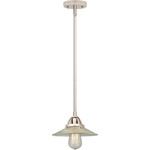Nouveau 2 Halophane LED 9 inch Polished Nickel Mini Pendant Ceiling Light in Clear Halophane Glass