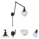 Small Oxford 30 inch 3.5 watt Matte Black Swing Arm Wall Light in Clear Glass, Franklin Restoration