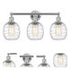 Edison Belfast 3 Light 24 inch Polished Chrome Bath Vanity Light Wall Light in Deco Swirl Glass