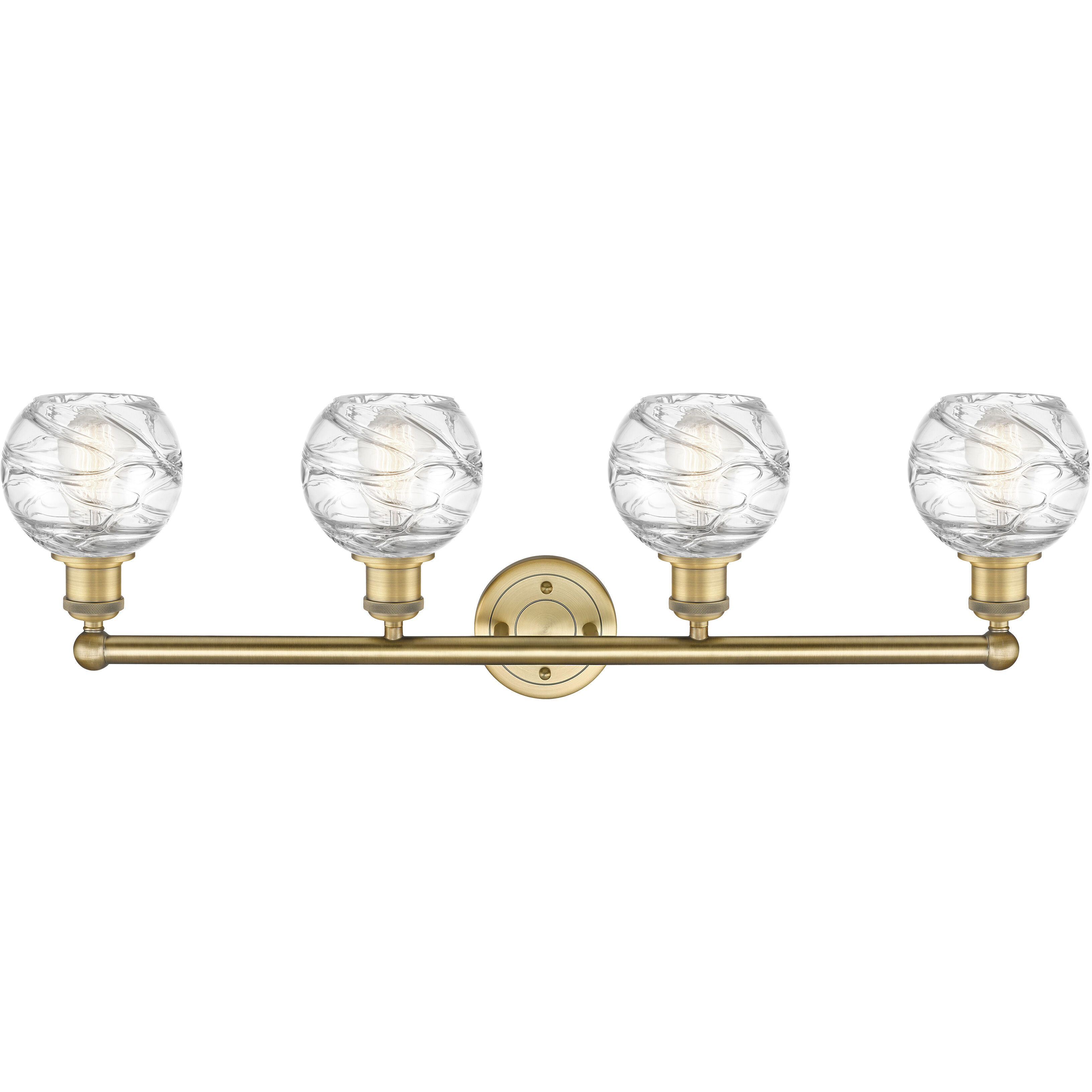 Athens Deco Swirl 4 Light 33 inch Brushed Brass Bath Vanity Light Wall Light in Clear Deco Swirl