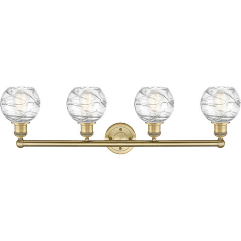 Athens Deco Swirl 4 Light 33 inch Brushed Brass and Clear Deco Swirl Bath Vanity Light Wall Light