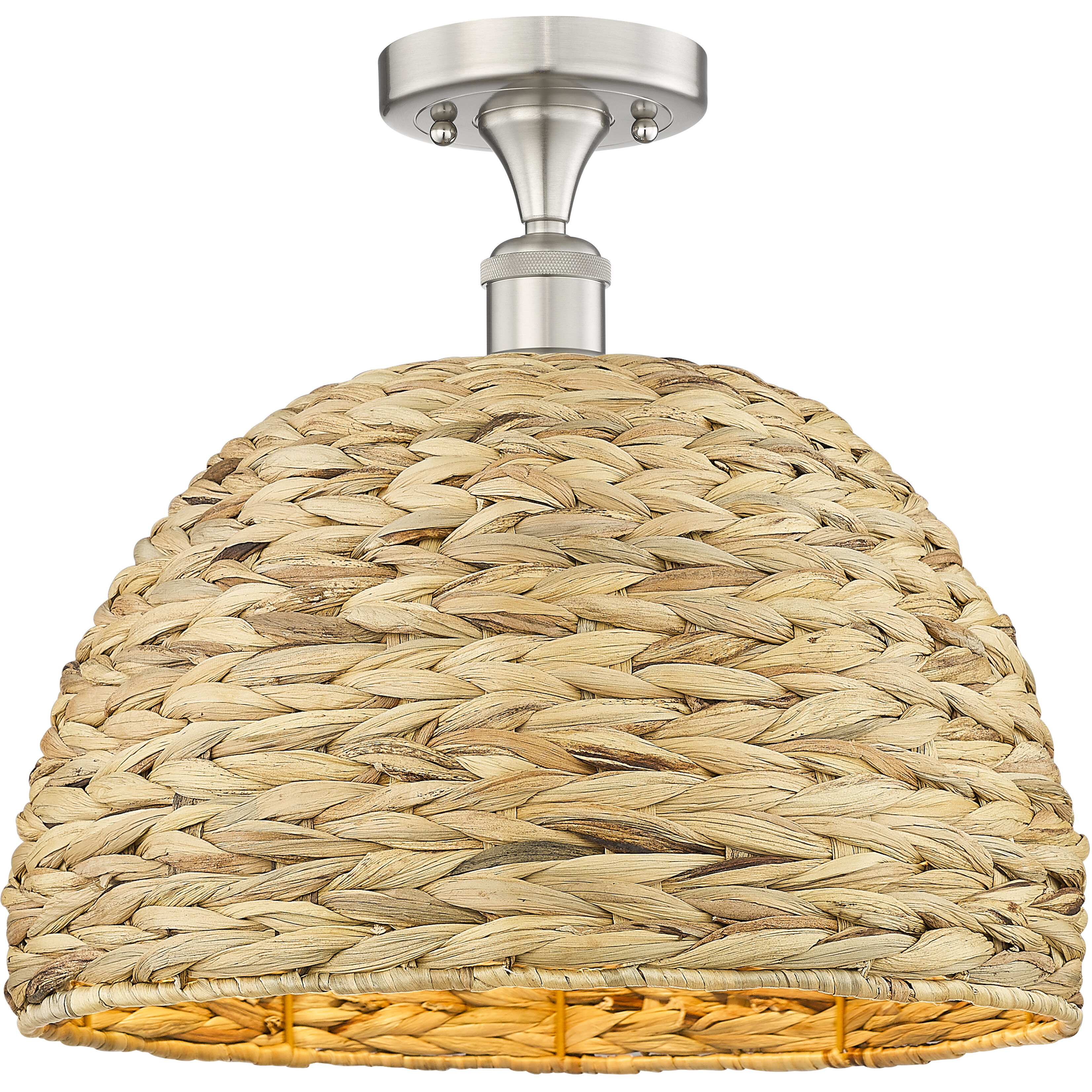 Edison Woven Rattan 1 Light 15.75 inch Semi-Flush Mount