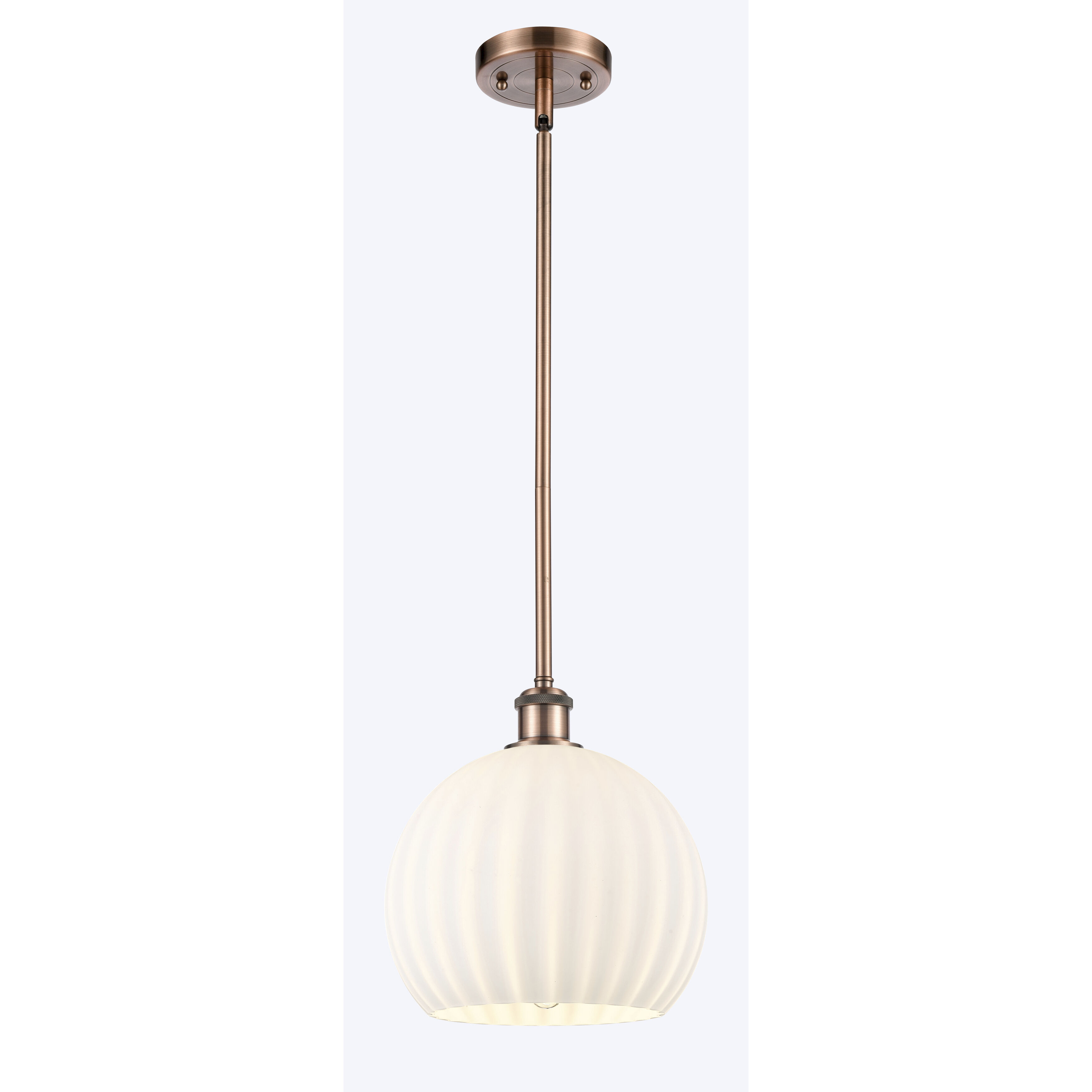 Ballston White Venetian 1 Light 10 inch Antique Copper Stem Hung Mini Pendant Ceiling Light