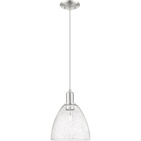 Arcadia Bristol 1 Light 9 inch Brushed Satin Nickel Mini Pendant Ceiling Light in Seedy