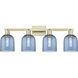 Arcadia Bella 4 Light 32.5 inch Antique Brass Bath Vanity Light Wall Light in Blue
