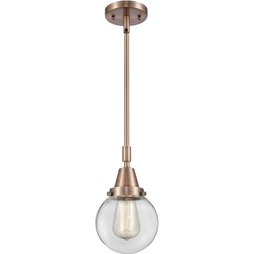 Franklin Restoration Beacon 1 Light 6 inch Antique Copper Mini Pendant Ceiling Light in Clear Glass