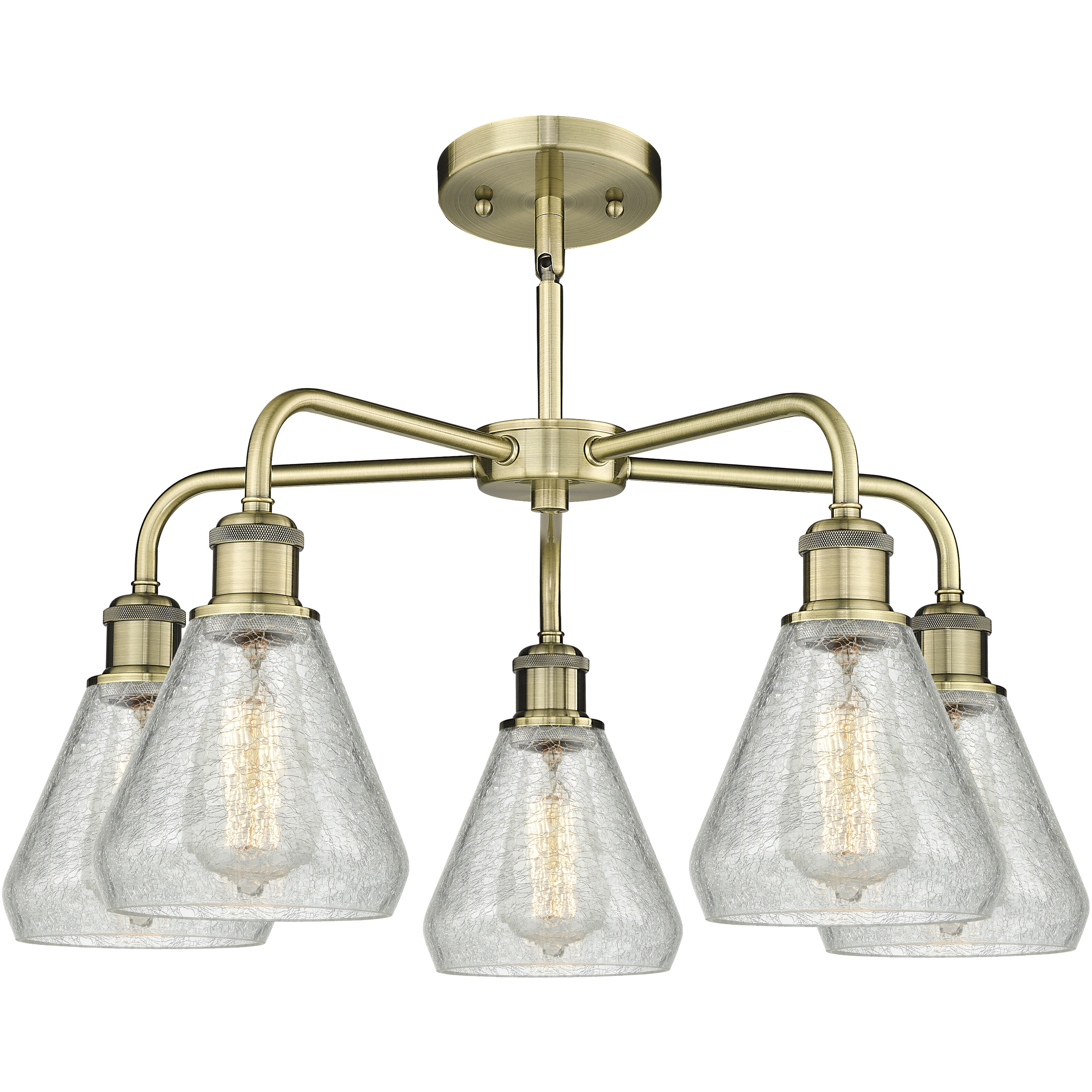Conesus 5 Light 24 inch Antique Brass Chandelier Ceiling Light