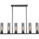Empire 6 Light 44.25 inch Matte Black Linear Pendant Ceiling Light in Plated Smoke Glass