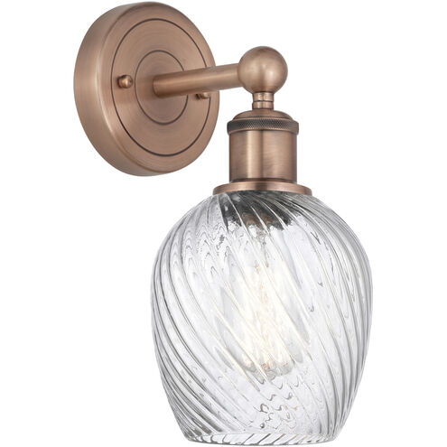 Salina 1 Light 5 inch Antique Copper and Clear Spiral Fluted Sconce Wall Light