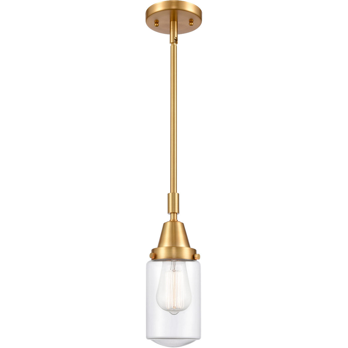 Franklin Restoration Dover LED 5 inch Satin Gold Mini Pendant Ceiling Light in Clear Glass