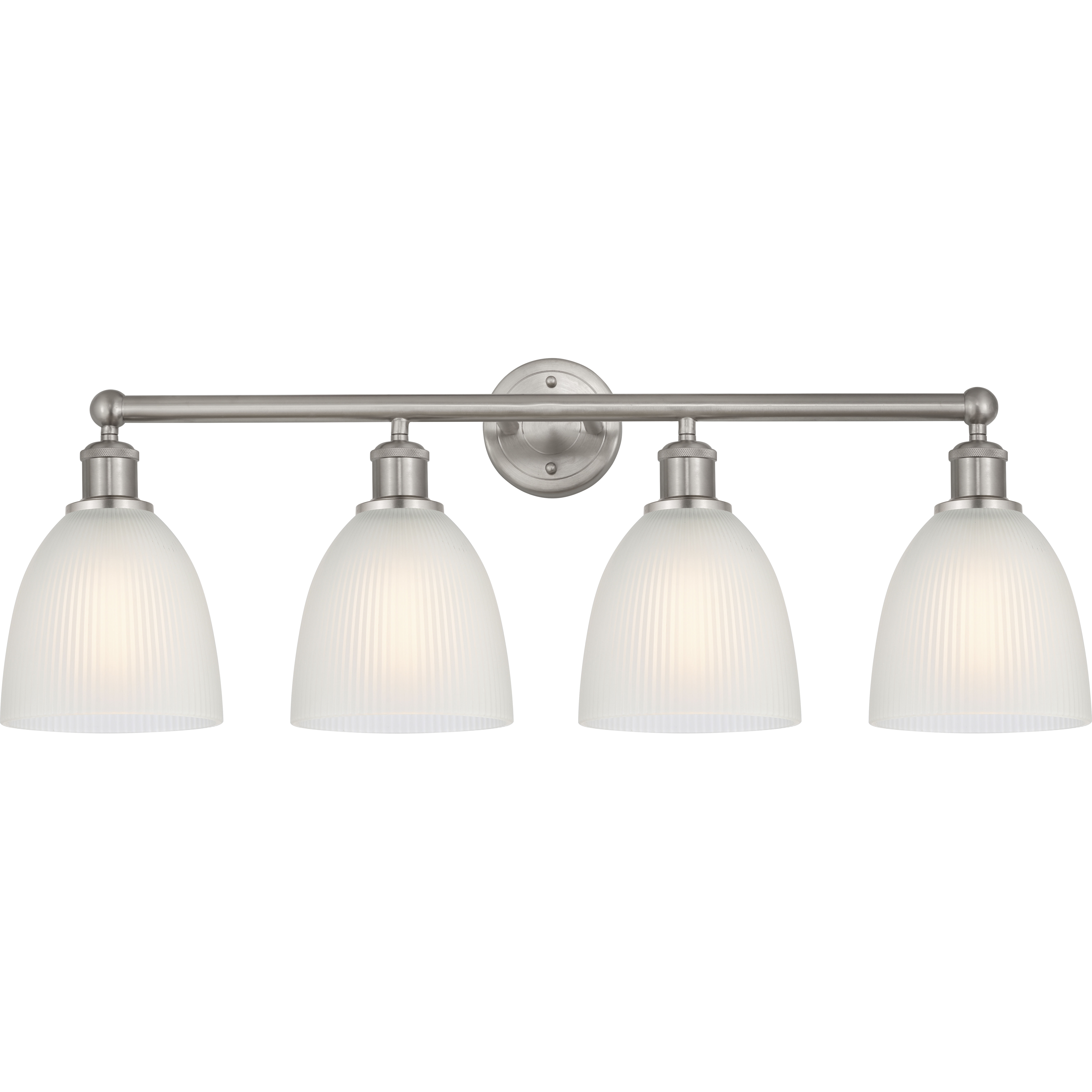 Edison Castile 4 Light 33 inch Brushed Satin Nickel Bath Vanity Light Wall Light in White