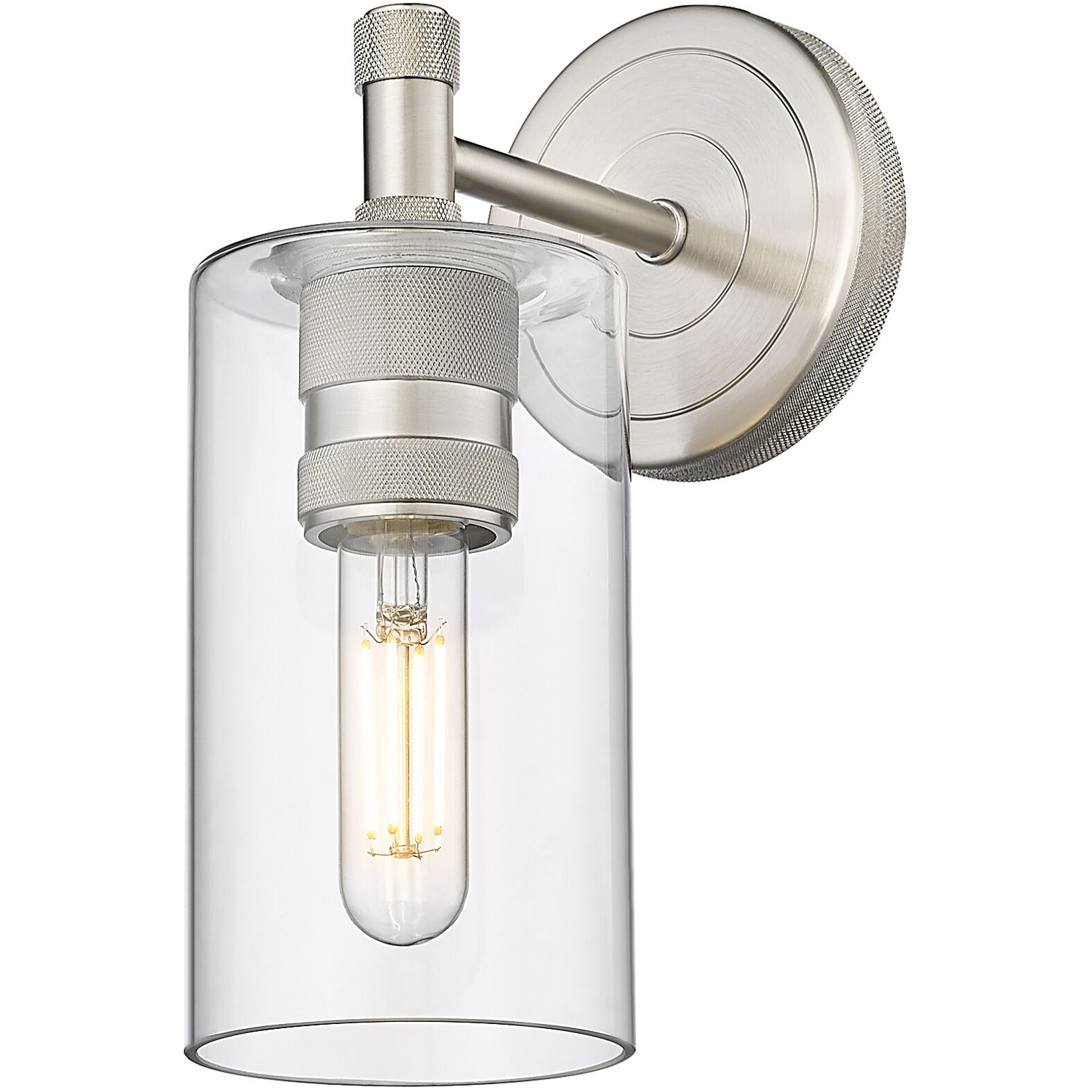 Crown Point Sconce Wall Light in Satin Nickel, Clear Glass